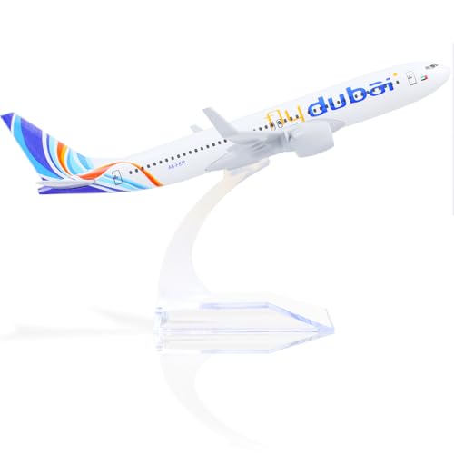 QIYUMOKE 1/400 Metallflugzeugmodell für FlyDubai 737 für Boeing737 Modellflugzeug mit Ständer (6 Zoll lang) oder Ausstellungsdekoration für Luftfahrtbegeisterte. von QIYUMOKE
