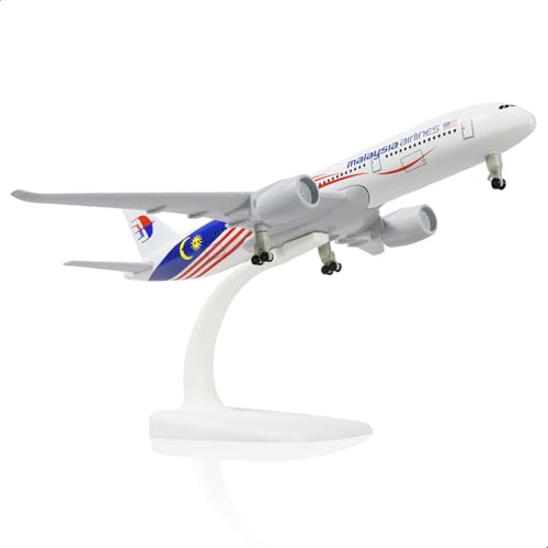 QIYUMOKE A350 Malasiya 1/300 Druckguss Metall Flugzeugmodell mit Stand Airbus a350 Modellflugzeug (7,5 Zoll lang) für Luftfahrtbegeisterte Geschenke, Ausstellungsdekorationen von QIYUMOKE