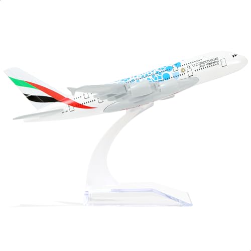 QIYUMOKE 1/400 A380 Metallflugzeugmodell für Airbus A380 mit Ständer (6 Zoll lang), geeignet für Luftfahrtbegeisterte als Geschenk oder Ausstellungsdekoration von QIYUMOKE