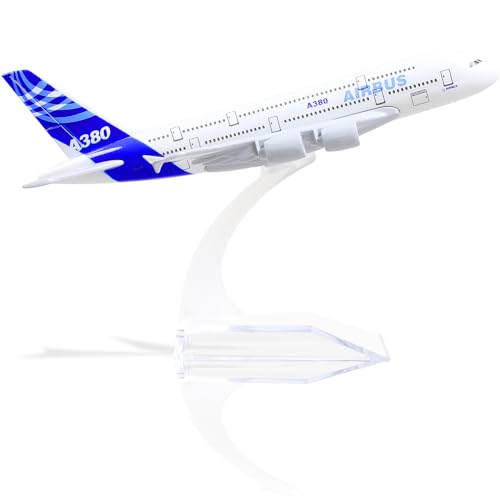 QIYUMOKE A380 Prototype 1/400 Die-caset Metall Flugzeug Modell -A380 Sky Jumbo Airbusa380 Modell Flugzeug mit Ständer (6 Zoll lang) für Luftfahrt-Enthusiasten Geschenk oder Display-Dekorationen von QIYUMOKE