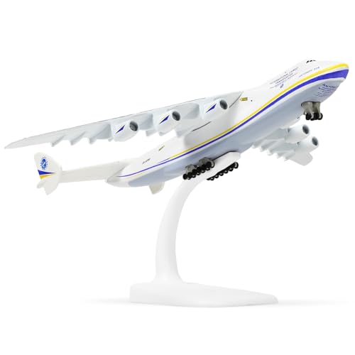 QIYUMOKE 1:400 Antonov An-225 Mriya Flugzeugmodell 8 Zoll Ukraine Bemaltes Mriya Transporter-Ausstellungsmodellflugzeug zur Sammlung von QIYUMOKE