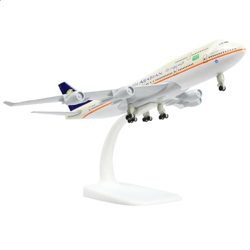 QIYUMOKE Boeing747 1/300 Flugzeugmodell -Saudi Arabian Druckguss Metal Flugzeugmodell -Model Flugzeug 747 mit Ständer (8,3 Zoll lang) Geschenke für Luftfahrtbegeisterte, Desktop -Display -Ornamente von QIYUMOKE