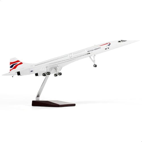 QIYUMOKE Concorde-Flugzeug aus Druckguss-Metall, Maßstab 1:125, British Airways Edition, ideales Sammlerstück und Geschenk für Luftfahrt-Enthusiasten von QIYUMOKE