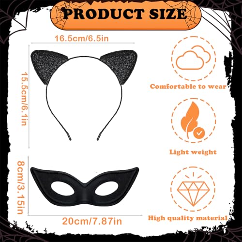 QIZHIQIAMY Katzenohren Haarreif 2 Stück Katzen Ohren Stirnband Schwarz und Katzenaugen Maske mit Elastischer für Erwachsene und Kinder, Halloween, Karneval Kostüm Zubehör QIZHIQIAMY Katzenohren Haarreif 2 Stück Katzen Ohren Stirnband Schwarz und Katzenaugen Maske mit Elastischer für Erwachsene und Kinder, Halloween, Karneval Kostüm Zubehör von QIZHIQIAMY