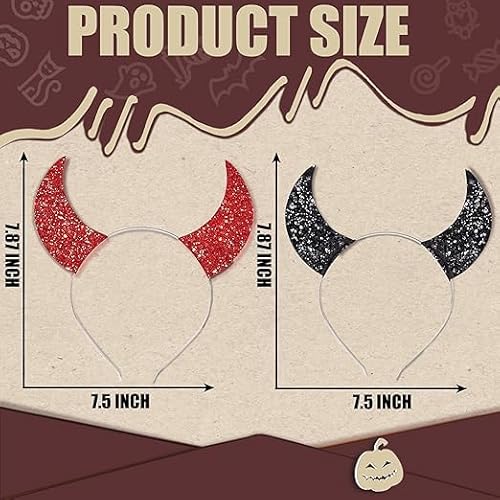 QIZHIQIAMY Teufelshörner Halloween 2 Stück Teufel Hörner Haarreif Rot Schwarz Devil Horns Teufelsohren Haarreif für Halloween Teufel Ohren Kostüm Accessoire (Pailletten-Stil) von QIZHIQIAMY