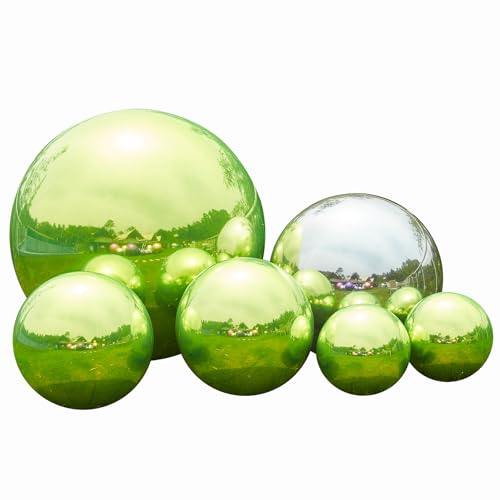 Riesige aufblasbare Spiegelkugeln, Halloween-Dekorationen für Veranstaltungen und Dekoration, Party, Werbung, Shows, Bühnendekoration, 6 Kombipacks (6 goldene Kombinationen) (6 hellgrün-silberfarbene von QIooQsaQ
