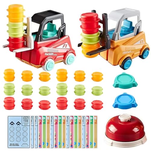 QJDTZMD Forklift Frenzy - 2-Player Stack & Matching Skill Game, Ages 8+, Forklift Transport Game, Forklift Truck Kids Toy, Children's Engineering Truck Forklift Toy Education Stacking Toy von QJDTZMD