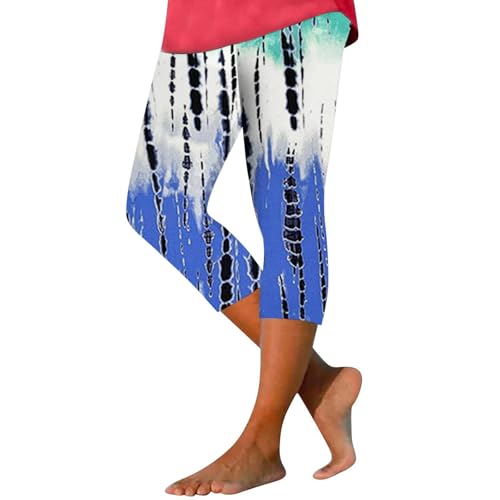 QJIRZB Caprihose für Damen, 3/4 Bauchkontrolle, Buttery, Stretch, kurze Leggings mit Taschen, atmungsaktiv, Activewear (Hellblau, S) von QJIRZB