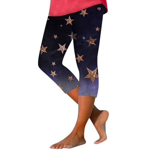 QJIRZB Caprihose für Damen, 3/4-Größe, Bauchkontrolle, Buttery, Stretch, kurze Leggings mit Taschen, atmungsaktiv, Activewear (Gold, 3XL) von QJIRZB