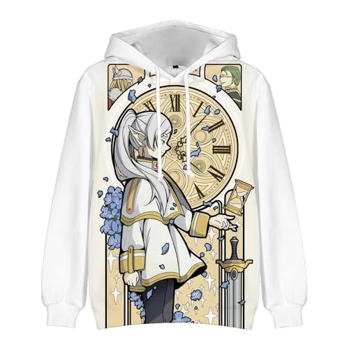 QJIRZB Frieren: Beyond Journey's End Anime Hoodie Frieren Stark Himmel Kapuzen-Sweatshirt Fern Casual Langarm Hoodies 3D-Druck Pullover (Type1, XXL) von QJIRZB