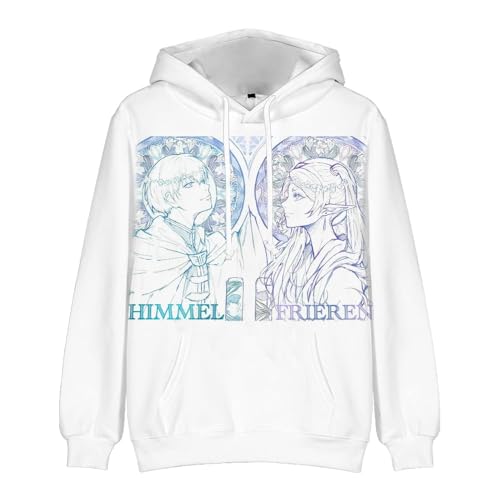 QJIRZB Frieren: Beyond Journey's End Anime Hoodie Frieren Stark Himmel Kapuzen-Sweatshirt Fern Casual Langarm Hoodies 3D-Druck Pullover (Type3, XS) von QJIRZB