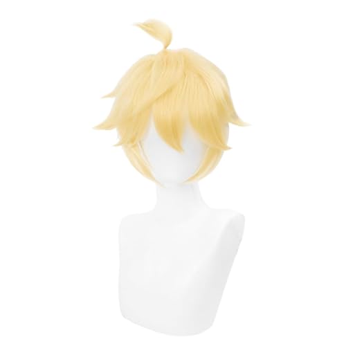 QJIRZB Kagamine Len Cosplay Kostüm Kagamine Rin Miku Anime Cosplay Komplettes Set Halloween Weihnachten Party Uniformen Outfit Anzug (Kagamine Len Perücke, F) von QJIRZB