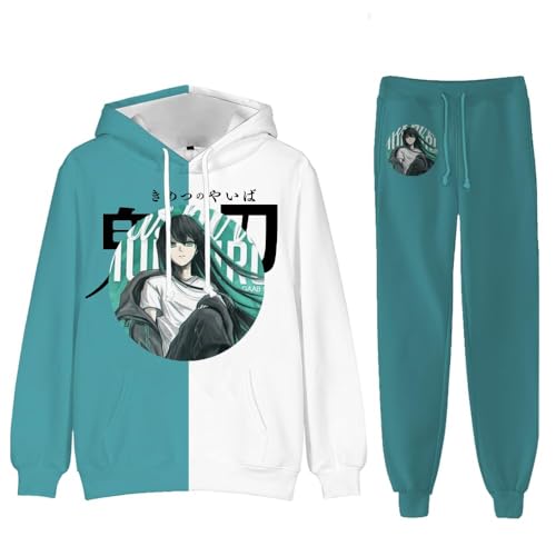 QJIRZB Kochou Shinobu Anime Hoodie und Hose, Rengoku Kyoujurou/Tokitou Muichirou Kapuzen-Sweatshirt, Langarm-Kapuzenpullover, Manga-Geschenke (Tokitou Muichirou, XXL) von QJIRZB