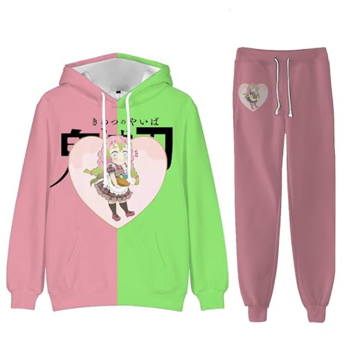 QJIRZB Kochou Shinobu Anime Hoodie und Hose, Rengoku Kyoujurou/Tokitou Muichirou Kapuzen-Sweatshirt, langärmelig, Kapuzenpullover, Manga-Geschenke (Kanroji Mitsuri, L) von QJIRZB