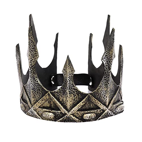 QJIRZB Königskronen für Erwachsene, Mittelalterliche Königin Krone für Männer und Frauen, Halloween, Mottoparty, Requisiten, Cosplay-Zubehör (Gold, 6 1/8) von QJIRZB