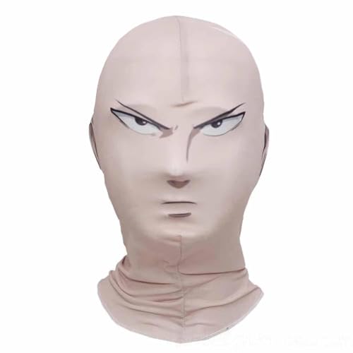 QJIRZB One Punch Man Cosplay Kostüm mit Kopfbedeckung, Saitama Anime Cosplay Outfit für Halloween Weihnachten Party (Ernsthaft Kopfbedeckung, M) von QJIRZB