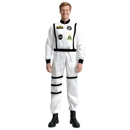 QJWBZ Halloween-Astronauten-Kostüm für Erwachsene und Herren: Weltraum-Anzug, Astronautenanzug, Raumfahrer, Overall, Cosplay, Verkleidung, Größe M von QJWBZ