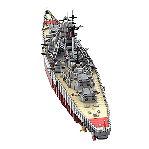 Deutsches Schlachtschiff Bismarck des Zweiten Weltkriegs Architektur Modell, Klassik Militär Kriegsschiff Navy Armee Waffe, Kompatibel Mit Allen Big Name Blocks(7164 Teile) von QJWM