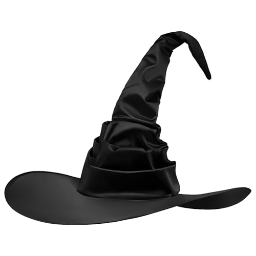 QKEINV Eleganter Hexenhut, Halloween Zauberer Hut, Spitz Lustige Hexenhüte, Halloween Hexe Kopfbedeckung Plissee Hexenhüte für Halloween Karneval Cosplay Party Kostüm Zubehör Verkleidung Requisiten von QKEINV