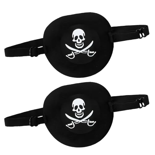 QKEINV Piraten-Augenklappe, Totenkopf-Augenklappen, Piraten-Augenklappen, Halloween-Augenmaske, Piraten-Zubehör, Piraten-Kostüm, Totenkopf-Piraten-Augenklappe für Halloween, Party, Cosplay, 2 Stück QKEINV Piraten-Augenklappe, Totenkopf-Augenklappen, Piraten-Augenklappen, Halloween-Augenmaske, Piraten-Zubehör, Piraten-Kostüm, Totenkopf-Piraten-Augenklappe für Halloween, Party, Cosplay, 2 Stück von QKEINV