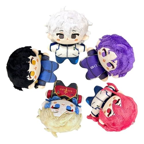 QKNTKF Blue Lock Dekokissen, weiche Figur, Reo Mikage, 12 cm, Mini-Anime-Umarmungskissen, Schultaschen-Anhänger, Charm, Zuhause, Sofa, Dekoration, Weihnachtsgeschenke (5 Stück - 12 cm) von QKNTKF