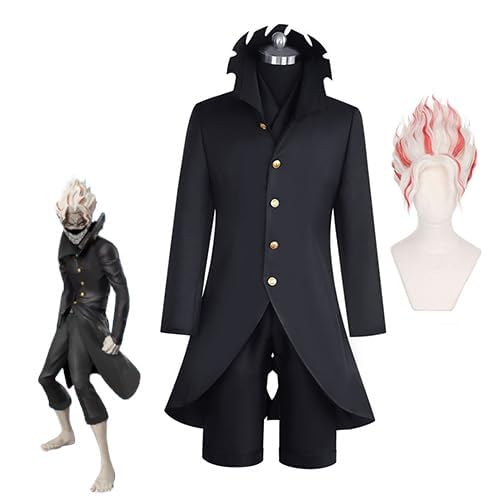 QKNTKF DAN DA DAN Cosplay Kostüm Takakura Ken Cosplay Schwarzer Umhang Jacke Komplettes Set Okarun Cosplay Outfit Anzug für Fans (Okarun-Kostüm mit Perücke, S) von QKNTKF