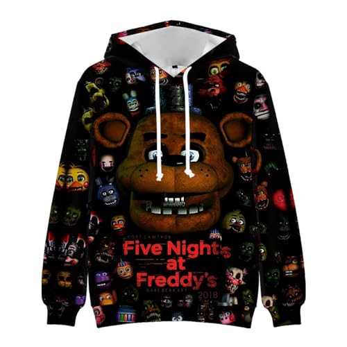 QKNTKF Five Night Game Hoodie Comic 3D Pullover Sweatshirt Printed Drawstring Hoodie for Christmas Friends Family Thanksgiving Birthday Gifts (3XL, Typ I) von QKNTKF
