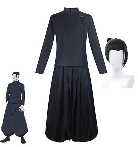 QKNTKF Geto Suguru Cosplay Kostüm - Anime JJK Cosplay Schülertage Geto Suguru Schuluniform Anzug Outfits Komplettes Set Rollenspiel für Halloween (Geto Suguru + Perücke, M) von QKNTKF