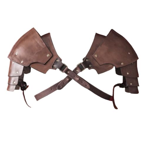 QKNTKF Herren Mittelalter Kostüm Schulterpanzer Retro Steampunk Leder Körper Brust Rüstung Schulter Rüstung Brustschutz Halloween Krieger Rüstung Cosplay Kostüm Requisiten (Braun a, 1 Set) von QKNTKF