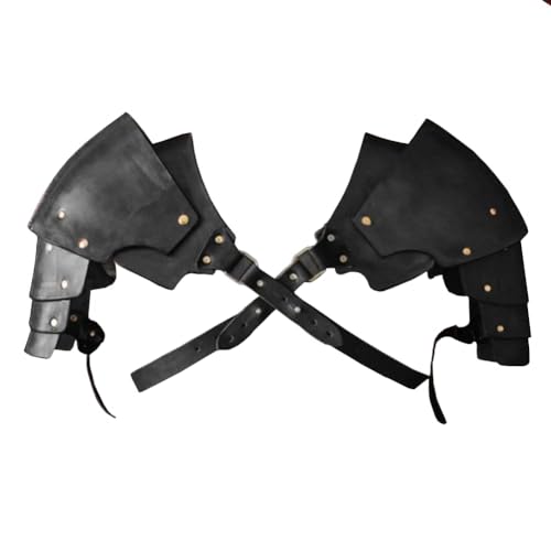 QKNTKF Herren Mittelalter Kostüm Schulterpanzer Retro Steampunk Leder Körper Brust Rüstung Schulter Rüstung Brustschutz Halloween Krieger Rüstung Cosplay Kostüm Requisiten (Schwarz a, 1 Set) von QKNTKF