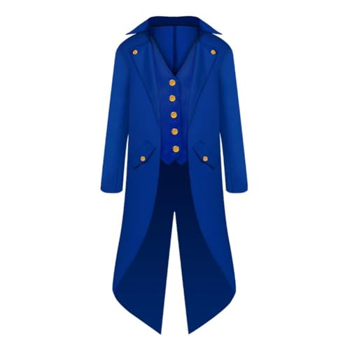 QKNTKF Mittelalterlicher Vintage-Steampunk-Frack, Jacke, Renaissance-Smoking-Kleid, Halloween-Party, Cosplay, Performance, Party, Bühnenkostüme für Erwachsene (Blau, Größe 4XL) von QKNTKF