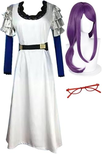 QKNTKF Tokyo Ghoul Rize Kamishiro Cosplay-Kostüm mit Perücke und Brille, Anime-Cosplay-Outfit-Anzug, komplettes Set für Halloween-Party (Outfits + Perücke + Brille, M) von QKNTKF