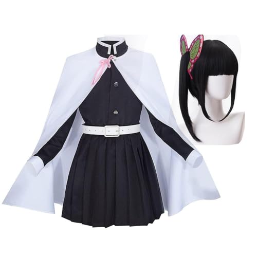 QKNTKF Tsuyuri Kanao Cosplay Kostüm Outfit Anime Cosplay Umhang Jacke Rolle Cosplay Komplettes Set Verkleidung Kostüm für Halloween Karneval Party (Tsuyuri Kanao mit Perücke, 160) von QKNTKF