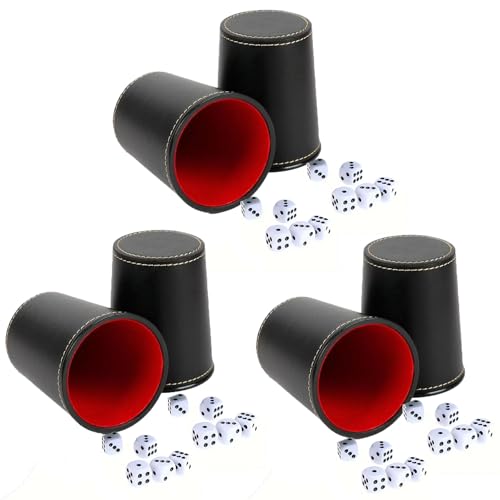 QLEBAO Schocken Set Komplett mit 6 Würfelbecher 30 Stück Würfel, Schockbesteck & Würfeln, hochwertiges Schocken Würfelspiel Set, langlebiges Schockbesteck Set - ideal fürs Schocken Spiel von QLEBAO