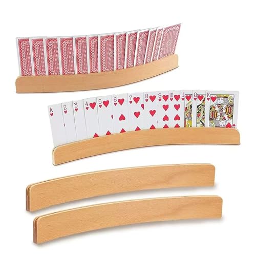 QLEBAO Spielkartenhalter für Spielkarten - 4 Stück Spielkartenständer aus Holz, Länge Kartenhalter je 33 cm QLEBAO Spielkartenhalter für Spielkarten - 4 Stück Spielkartenständer aus Holz, Länge Kartenhalter je 33 cm von QLEBAO