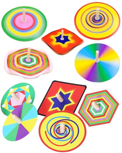 QLEUIFT 10 pcs Kreisel aus Papier, Papierkreisel,Spielzeugkreisel aus Papier,Mitgebsel Kindergeburtstag gastgeschenke Spielzeugkreisel aus Papier für Mitgebsel Geschenk Geburtstag(Mehrfarbig) von QLEUIFT