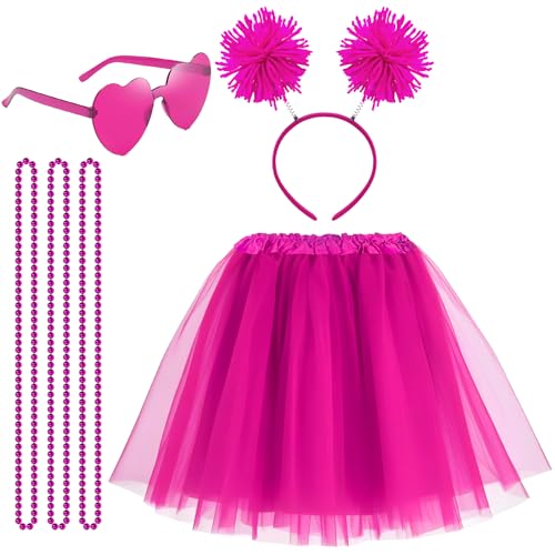QLINLEAF Rosa Tutu für Frauen Mädchen Tutu Kostüm Zubehör Set Pom Pom Stirnband Herz Sonnenbrille Halloween 80er Jahre Cosplay Geburtstag Party QLINLEAF Rosa Tutu für Frauen Mädchen Tutu Kostüm Zubehör Set Pom Pom Stirnband Herz Sonnenbrille Halloween 80er Jahre Cosplay Geburtstag Party von QLINLEAF