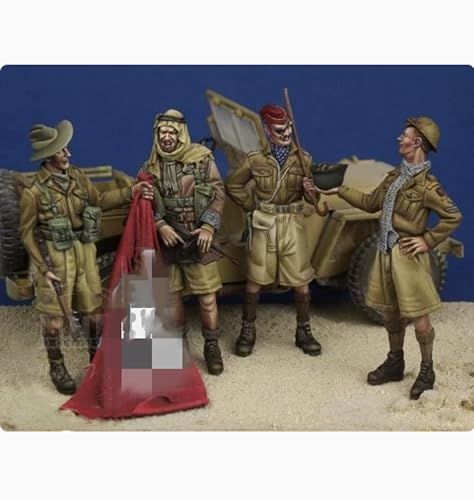 QLKFTRVNH 1/35 WWII Britischer Soldat Resin Modellbausatz Unbemalt und unmontiert Soldat Resin Modellbausatz (4 Personen, ohne Fahrzeuge) //I6G8O1 von QLKFTRVNH