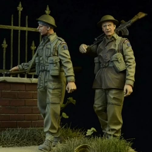 QLKFTRVNH 1/35 WWII Britischer Soldat Resin Modellbausatz Unbemalter und unmontierter Soldat Resin Modellbausatz (2 Figuren, keine Kulisse) //I7G2O1 von QLKFTRVNH