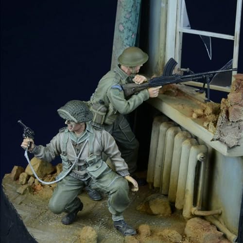 QLKFTRVNH 1/35 WWII British Soldier Resin Model Kit Unbemalter und unmontierter Soldat Resin Model Kit (2 Figuren, Keine Kulisse) //I7G2O2 von QLKFTRVNH