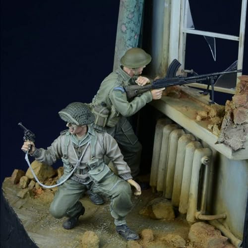 QLKFTRVNH 1/35 WWII British Soldier Resin Model Kit Unbemaltes und unmontiertes Soldatenmodell aus Resin (2 Figuren, Keine Kulissen) // F5v3f2 von QLKFTRVNH