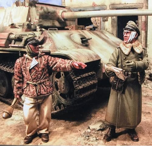 QLKFTRVNH 1/35 WWII German Tank Soldier Resin Model Kit Unbemalt und unmontiert Soldier Resin Model Kit (2 Figuren, Keine Panzer) //I8G4O1 von QLKFTRVNH