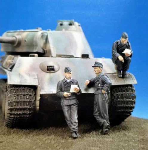 QLKFTRVNH 1/35 WWII German Tank Soldier Resin Model Kit Unbemalt und unmontiert Soldier Resin Model Kit (3 Figuren, Keine Panzer) // F6v2f5 von QLKFTRVNH