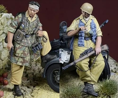 QLKFTRVNH 1/35 WWII Soldier Resin Model Kit Unbemalter und unmontierter Soldier Resin Model Kit (2 Figuren, keine Fahrzeuge) //I5G9O5 von QLKFTRVNH
