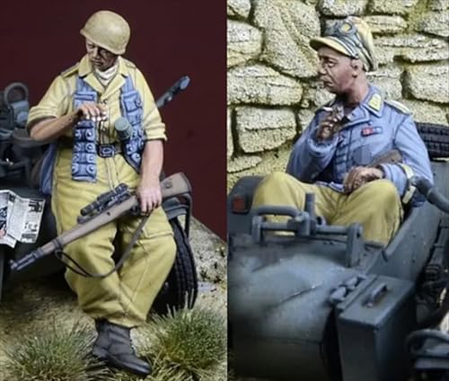 QLKFTRVNH 1/35 WWII Soldier Resin Soldier Model Kit Unbemalte und unmontierte Figur Resin Modellbausatz (2 Figuren, Keine Fahrzeuge) //U6w3Z2 von QLKFTRVNH