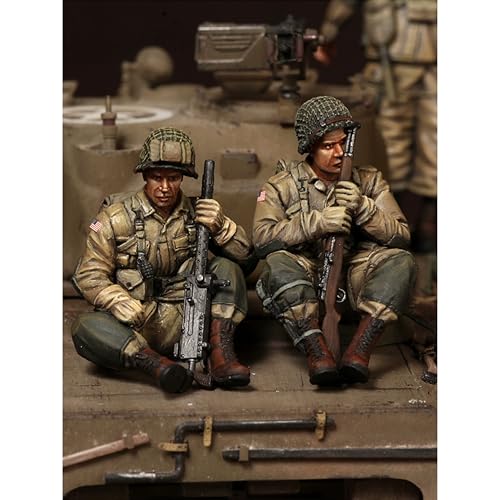 QLKFTRVNH 1/35 WWII US Tank Soldier Resin Model Kit Unbemalt und unmontiert Soldier Resin Model Kit (2 Figuren, Keine Panzer) //I7G8O2 von QLKFTRVNH