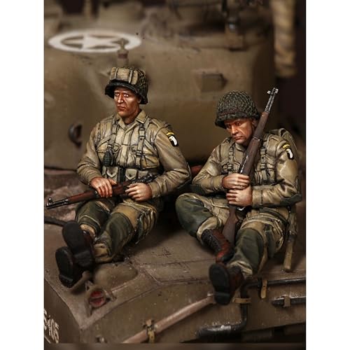 QLKFTRVNH 1/35 WWII US Tank Soldier Resin Model Kit Unbemalt und unmontiert Soldier Resin Model Kit (2 Figuren, Keine Panzer) //I7G8O3 von QLKFTRVNH