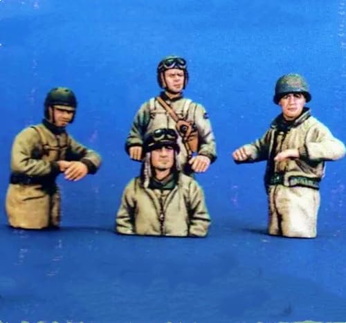 QLKFTRVNH 1/35 WWII US Tank Soldier Resin Model Kit Unbemalt und unmontiert Soldier Resin Model Kit (4 Figuren, Keine Panzer) // F5v8f1 von QLKFTRVNH