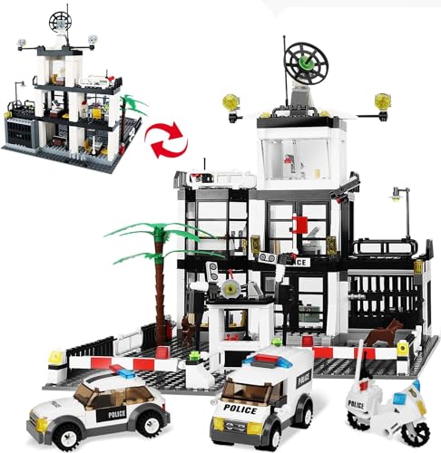 City Polizeistation Polizei Spielzeug,City Polizei Klemmbausteine Bausteine mit Polizei Auto,Motorrad 631pcs Geschenk für Jungen Mädchen Alter 8-12 von QLT QIAOLETONG