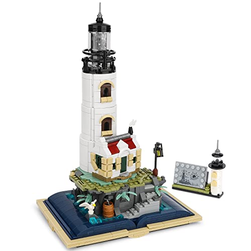 Ideas Leuchtturm Baustein, Kompatibel Mit Lego Ideas Light Haus Klemmbausteine Geschenk mit leuchtender rotierender Beleuchtung, Ideas für Erwachsene und Mädchen Jungen ab 8-12 (1016 pcs) von QLT QIAOLETONG